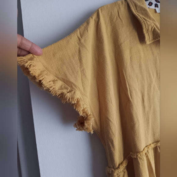 Umgee Yellow Fringed Button-Up Shirt - Picture 4 of 5